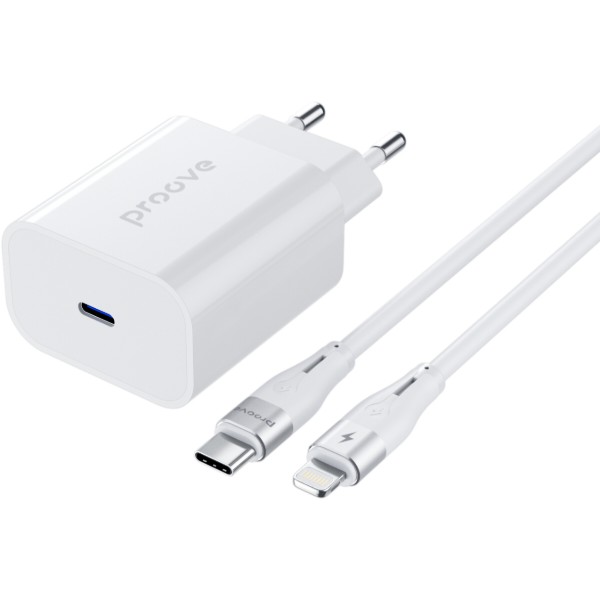 Фото - Мережевий зарядний пристрій Proove Rapid 20W Type-C + Кабель Type-C to Lightning White (WCRP20012102)